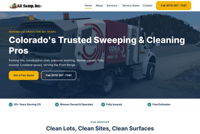 All Sweep, Inc. website home page