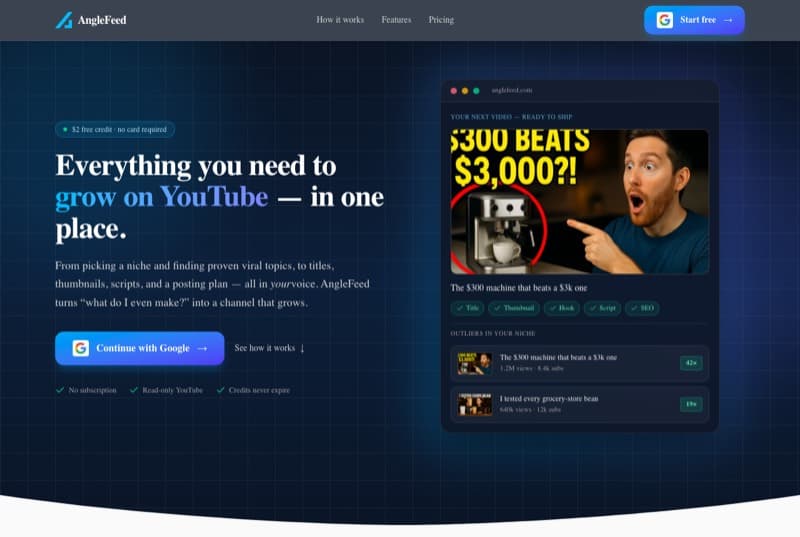 AngleFeed website home page